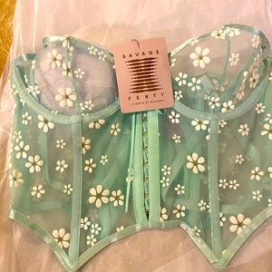 Savage Fenty Puff Print Bustier Mint Green sexy sm